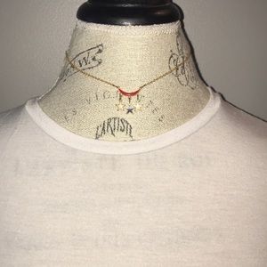 Red, White, and Blue Stars Gold Necklace